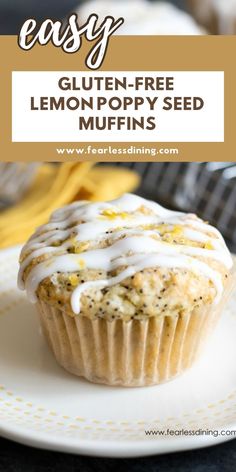 an easy gluten - free lemon poppy seed muffin on a plate