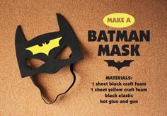 the batman mask is on top of a piece of brown paper that says make a batman mask