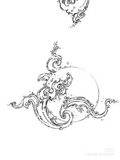 an ink drawing of a swirly wave