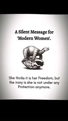 a black and white photo with the words, a silent message for modern women she thinks it is her freedom, but the iron is she is not under any protection anymoree