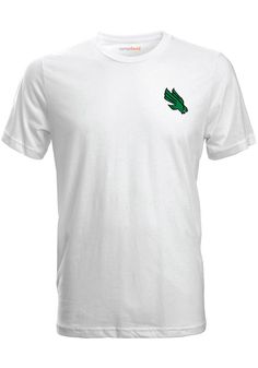 Let everyone know who you root for in this North Texas Mean Green White Julia Gash Short Sleeve T-Shirt! This UNT Short Sleeve Tee features a screen print team logo on left chest with screen print Julia Gash team illustration on center back. Short sleeve, Crew neck, Relaxed fit, Unisex, Screen printed graphic, 100% Cotton