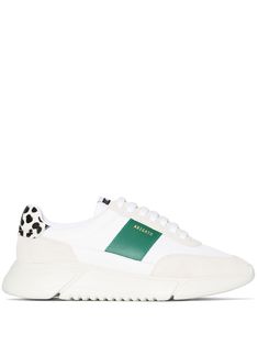 White and green leather Genesis Vintage Runner low top sneakers from AXEL ARIGATO featuring round toe, panelled design, front lace-up fastening, logo patch at the tongue, branded insole, contrasting heel counter, gold-tone logo lettering and ridged rubber sole. | Axel Arigato Genesis Vintage Runner low top sneakers Axel Arigato Genesis, Axel Arigato Shoes, Axel Arigato Sneakers, Leopard Print Heels, Axel Arigato, Low Top Sneakers, Vintage Runner, Green Leather, Puma Sneaker