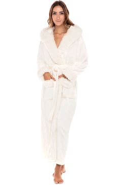 Coconut with Animal Ears White Winter Sleep Robe, Cozy White Robe For Winter, Cozy White Winter Robe, Hooded Robes, Womens Robes Long, Winter Robes, Lounge Robes, Men's Robes, Cotton Nightgown