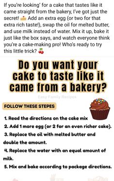 the instructions for how to bake cupcakes