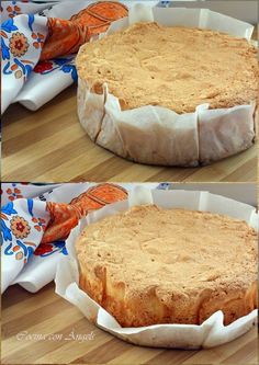 three pictures show the inside of a cake