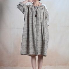 Oversize maxi dress summer grid cotton sundress loose fitting dressThis dress is made of cotton linen fabric, soft and breathy, suitable for summer, so loose dresses to make you comfortable all the time.Measurement: One Size: Bust 138cm / 53.82" length 90cm / 35.1" Armhole 48cm / 18.72" SleeveLength40cm / 15.6" Shoulder 51cm / 19.89"Fabric: cotton Payment: We accept payment by paypal and credit card. if you would like to pay by credit card, please choose payment by paypal, and follow the guide. Dresses To Make, Maxi Dress Summer, Loose Dresses, Cotton Sundress, Fitting Dress, Loose Fitting Dresses, Plus Size Models, Cotton Linen Fabric, Loose Dress