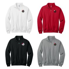 Classic quarter zip sweatshirt embroidered with choice of Lamar University logos. Unisex Sizing S-3XL. Heather Grey, Black, Red, White 8-ounce, 50/50 cotton/poly NuBlend®; pill-resistant fleece Stylish zip-through cadet collar Covered aluminum zipper Rib knit cuffs and waistband Double-needle coverstitching on armholes and waistband Officially Licensed Product Alabama Logo, Furman University, Troy University, Monogram Kids, University Of Tampa, North Alabama, Terry Robe, Matching Family Christmas Pajamas, Family Pajama Sets