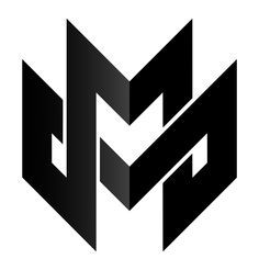 black and white logo with the letter m