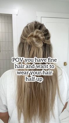 Instagram Long Fine Hair, Half Bun Hairstyles, Hair Half Up, Messy Bun Hairstyles, Cute Hairstyles For Medium Hair, Bun Hairstyles For Long Hair, Half Up Half Down Hair, Easy Hairstyles For Long Hair, Half Up Hair