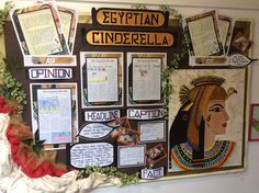 an egyptian themed bulletin board with pictures and information about the ancient egypt culture on it