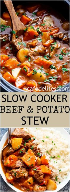 slow cooker beef and potato stew with rice