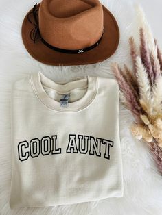 Cool Aunt Sweatshirt,Puff Print Aunt Sweatshirt,Gift For New Auntie,Aunt Christmas Gift,Mothers Day Gift,Aunt Birthday Gift,Embossed Aunt 🌺How to Order, -Swipe to all of the pictures -Select Size and Color of the Product from drop down menus -Select Quantity -Add your chart and place order -For every single shirt you have to repeat every step 🌺Material Info -Ultra Soft -Sideseamed -Retail fit -Unisex Sizing -Shoulder taping 🌺Processing Time info -Standart process time 1-3 days, for the rush o Christmas Gifts For Aunts, Birthday Gift Sister, Aunt Sweatshirt, Trendy Sweatshirts, Aunt Birthday Gift, Aunt Birthday, Cool Aunt, Single Shirt, Gift Sister