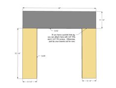 an image of a wooden table with measurements for the top and bottom section on it