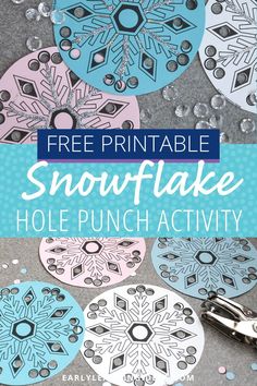 Snow And Ice Theme Preschool, Snowflakes For Kindergarten, Snow Dramatic Play Preschool, January Crafts For Prek, Snowflake Science Preschool, Winter Crafts For Kindergarten Classroom, Fine Motor Hole Punch Activities Free, Ice Preschool Activities, Preschool Snow Crafts