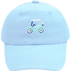 Tee off in style with a topper designed to instill more magic in the every day, on or off the fairway. Each soft cotton twill Birdie Blue hat is embroidered with a seafoam green-and-white golf cart, navy golf bag in tow. Pairs with the Bits & Bows Golf Cart Bow Baseball Hat as a sibling set. Featuring a traditional six-panel fitted construction and an adjustable tuck-strap closure, each youth-sized cap fits children from ages 2-8. | Bits & Bows | Golf Cart Baseball Hat, Birdie Blue (Green, Size Kid) | Maisonette collects the best children’s products from around the world (unlike Zulily, Etsy, The Tot, Farfetch Kids, Childrensalon, Crate and Kids, Kohls, Wayfair, Buy Buy Baby, Nordstroms, Mini Boden, J.Crew Factory, or PotteryBarn Kids), creating a curated shopping experience for you. Think Casual Blue Golf Hat, Casual Cotton Baseball Cap For Golf, Cotton Golf Cap, Kids Golf, Kids Holiday Gifts, Cap Fits, 8 Bits, Golf Bag, Boy Accessories