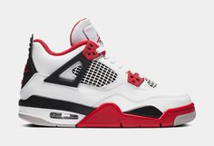 Air Jordan Retro 4 OG Fire Red Grade School Lifestyle Shoe (White/Red/Black) Limit One Per Customer - Shoe Palace Air Jordan 4 Fire Red, Jordan 4 Retro Fire Red, Jordan 4 Fire Red, Retro Jordans, Nike Kids Shoes, Air Jordan Retro 4, Crazy Tattoos, Air Jordan Iv, Black Huarache