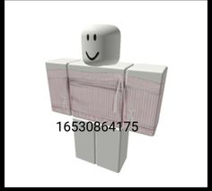 a white cube with a smiling face on it's head and arms wrapped in pink fabric