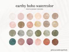 the earthy boho watercolor instagram covers are all different colors and sizes