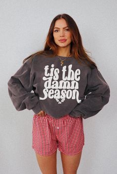 Tis the Damn Season Sweatshirt Comfort Colors® Christmas Crewneck Taylor Fan Gifts for Her Him Evermore Hoodie Holiday Sweatshirt Cozy Winter Sweater Oversized Sweatshirt  Shop all The June Kind - https://www.etsy.com/ca/shop/TheJuneKind? ---------- Please read before placing your order -------------- 1. This apparel is GENDER NEUTRAL / UNISEX. The relaxed fit is flattering for all bodies. 2. Refer SIZE CHART for measurements. Size up for oversized looks. 3. PRODUCT is Premium Comfort Colors® 1566 Unisex Crewneck Sweatshirt - 80% ring-spun cotton and 20% polyester, medium-heavy fabric, 100% cotton super-soft fleece inside, relaxed fit, rolled-forward shoulder and back neck patch. Please note the Comfort Colors Crewnecks are solid colors - not acid wash, not patterned, not tie-dye. 4. COLOR Mother Daughter Shirts Ideas, Winter Sweaters Oversized, Sublimation Business, Tis The Damn Season, Taylor Swift Tour Outfits, Funny Christmas Sweaters, Christmas Crewneck, Sweater Oversized, Xmas Sweater