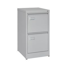 two - drawer file cabinet with lockable doors, in light gray finish by honley