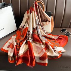 Lasaky - Long Silk Scarf with Delicate Floral Jacquard Design - Imitation Silk Shawl Wrap for Women Luxury Silk Scarves, Travel Scarf, Long Silk Scarf, Jacquard Design, Stil Elegant, Silk Shawl, Floral Jacquard, Chiffon Scarf, Luxury Silk