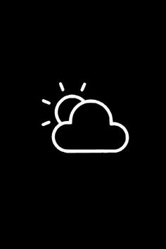 a black background with a white cloud and sun