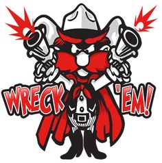 the wreck team logo is shown in red and black, with an evil looking character holding two