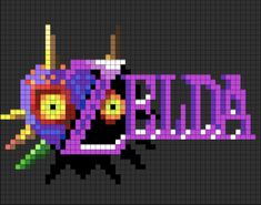 an image of a pixel art piece with the word battler spelled in purple and yellow