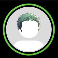 a green and white photo of a man's head in a circle with hair