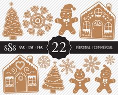 christmas ginger clipart set for commercial use in scrapbooking, cards and more