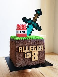 a cake made to look like an old school video game