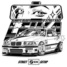 an image of a car with the words street e36 setup in front of it