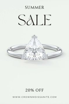 a white diamond ring with the words summer sale on it and an image of a heart shaped