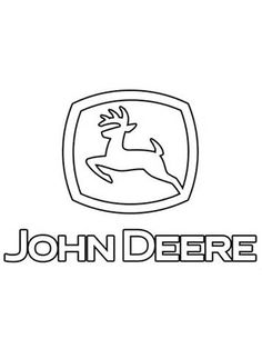 the john deere logo is shown in black and white, with an image of a deer