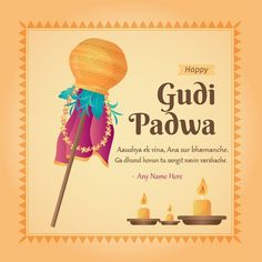 happy gudi padowaa greeting card with candles