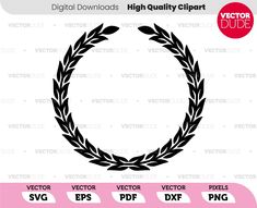 a wreath with the words high quality clipart in black and white, on a pink background