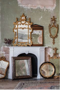 A collection of handcrafted mirrors in different designs and finishes.