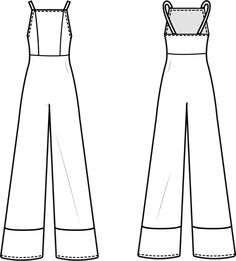 the front and back views of a jumpsuit