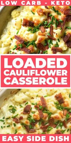 loaded cauliflower casserole with bacon and parsley