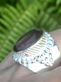 Amethyst Cocktail Ring Size 6.75 - Morganna’s Treasures Spiritual Oval Amethyst Ring With Stone Setting, Silver Amethyst Ring With Large Stone, Spiritual Silver Amethyst Ring With Large Stone, Large Stone Amethyst Ring Spiritual Style, Large Stone Spiritual Amethyst Ring, Amethyst Ring With Natural Stones For Healing, Oval Amethyst Healing Ring, Oval Amethyst Ring For Healing, Spiritual Amethyst Ring With Large Stone