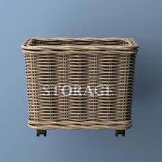 a wicker basket hanging on the wall