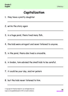 capitalization worksheet for students to practice capitalizing their writing and spelling skills