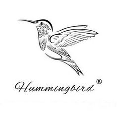 the hummingbird logo is black and white