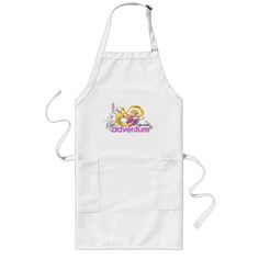 the little mermaid with red hair is wearing an apron and has her name on it