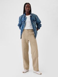 High Rise Double-Knee Carpenter Pants Carpenter Pants Outfit, Rich Girl Fashion, Easy Silhouette, Carpenter Pants, School Fits, Sand Beige, Rich Girl, Back Patch, Pants Outfit