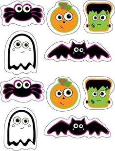 halloween stickers with ghost, pumpkins and bats for decoration or scrapbook pages