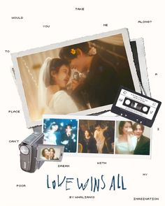 the movie poster for love wins all with an old camera and film strip on it