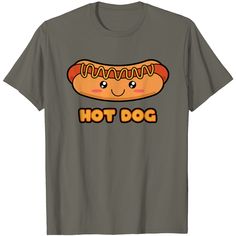 a hot dog with mustard and ketchup on it's face t - shirt