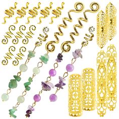 PRICES MAY VARY. Pretty Braids Decor:The package includes 20pcs braids jewelry with mix styles,4pcs green,purple natural stone locs hair accessories(2 different size),3 styles filigree tips (one style with 2pcs) and 10pcs snake swirl hair cuffs (2 styles). Variety of hair jewelry could meet your different need and make your braids become gorgeous,wear them and you will get a lot of compliments. Long-Lasting and Durable:These dreadlocks accessories are made of quality alloy and beautiful natural Locs Jewelry Accessories, Locs Hair Accessories, Dreadlocks Accessories, Locs Jewelry, Jewelry For Braids, Braids Jewelry, Pirate Hair, Hair Jewelry For Braids, Braids Easy