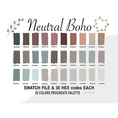 the neutral boho swatch is shown in shades of brown, beige and green